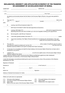 APPLICATION FOR THE PURCHASE OF A NEW PRIVATE GRAVE