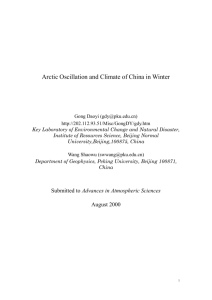 Arctic Oscillation and Climate of China in Winter - JISAO