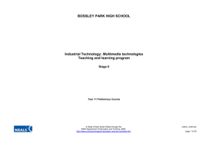 Stage 6 Industrial Technology Multimedia Industries Focus Area