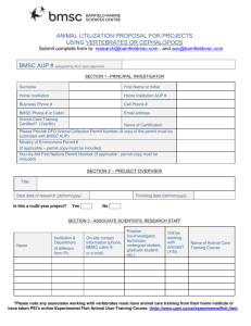 AUP form for research using vertebrates and cephalopods