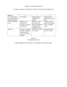 Rubric for Vocabulary Words