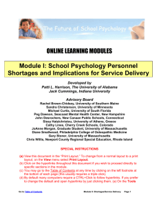 Module II: School Psychology Personnel Shortages and Implications