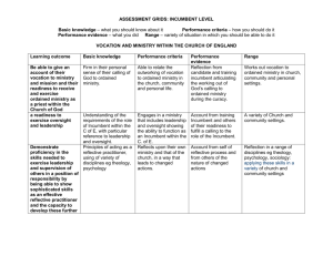 Assessment grid for potential incumbents