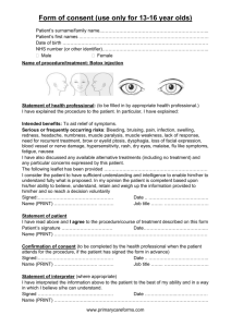 Botox injection - Primary Care Forms