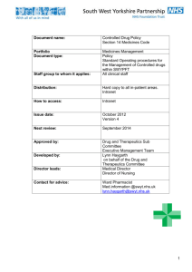 Controlled drugs manual - South West Yorkshire Partnership NHS