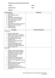 Speaking and Listening Observation Sheet