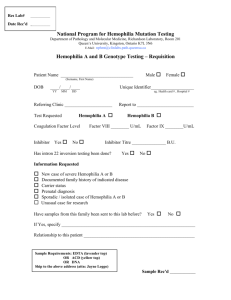 Hemophilia A and B Genotype Testing Requisition