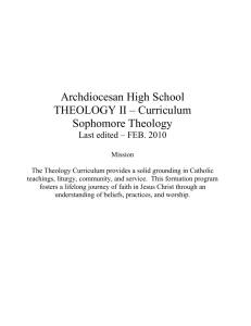 New Sophomore Theology Curriculum