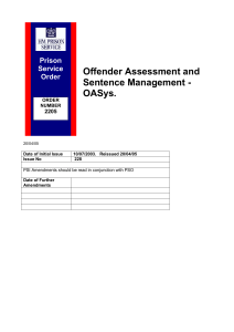 2205 on Offender Assessment and Sentence Management
