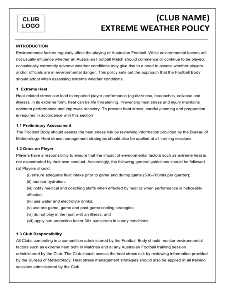 Extreme Weather Policy Template