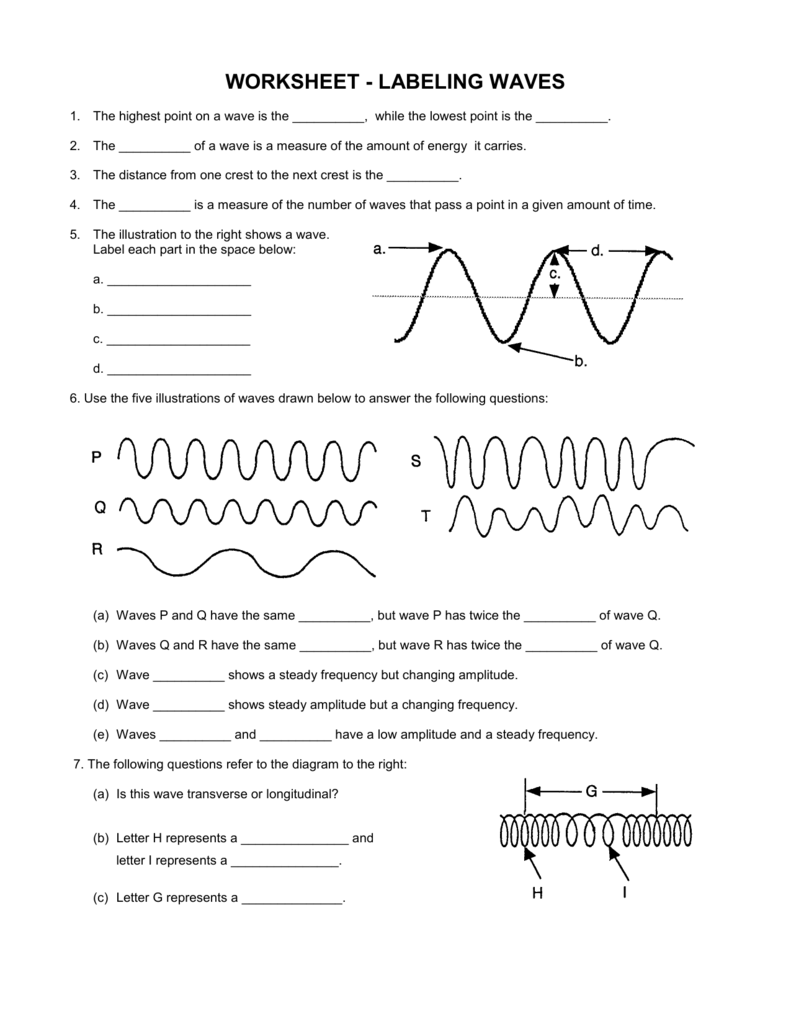 WORKSHEET LABELING WAVES