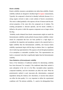 Kinetic solubility Kinetic solubility measures a precipitation rate