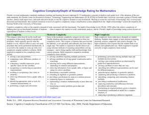Cognitive Complexity/Depth of Knowledge Rating for Mathematics