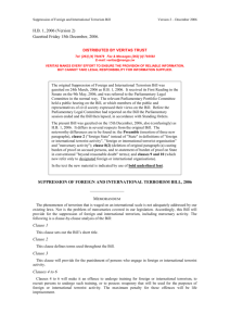 Suppression of Foreign & International Terrorism Bill 2006 New