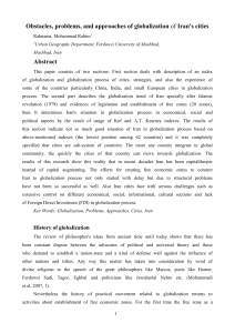 Obstacles, problems, and approaches of globalization of Iran`s cities