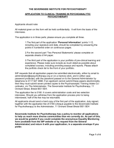 Application Form - Severnside Institute for Psychotherapy