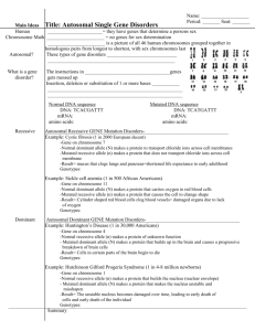 Autosomal Single Gene Disorders Notes