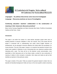 Linguagem – As práticas discursivas como locus de investigação