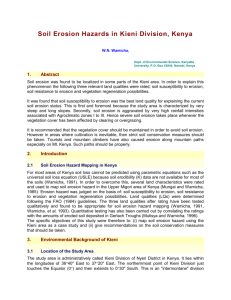 SOIL EROSION HAZARD IN KIENI DIVISION, KENYA