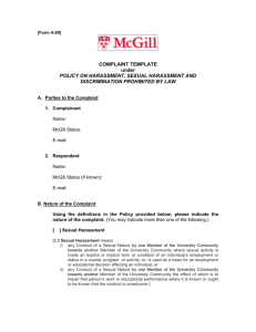 complaint template - McGill University