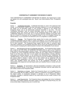confidentiality agreement for review of assets