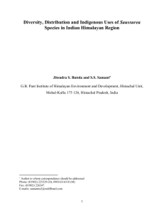 Diversity, Distribution, conservation status of Saussurea species in