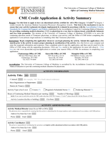 CME Credit Application - University of Tennessee College of Medicine