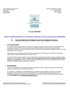 Online Certificate/Diploma in Education (Special/ Inclusive Education)