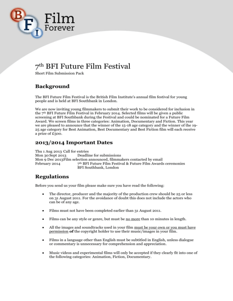 BFI Future Film Festival submissions form