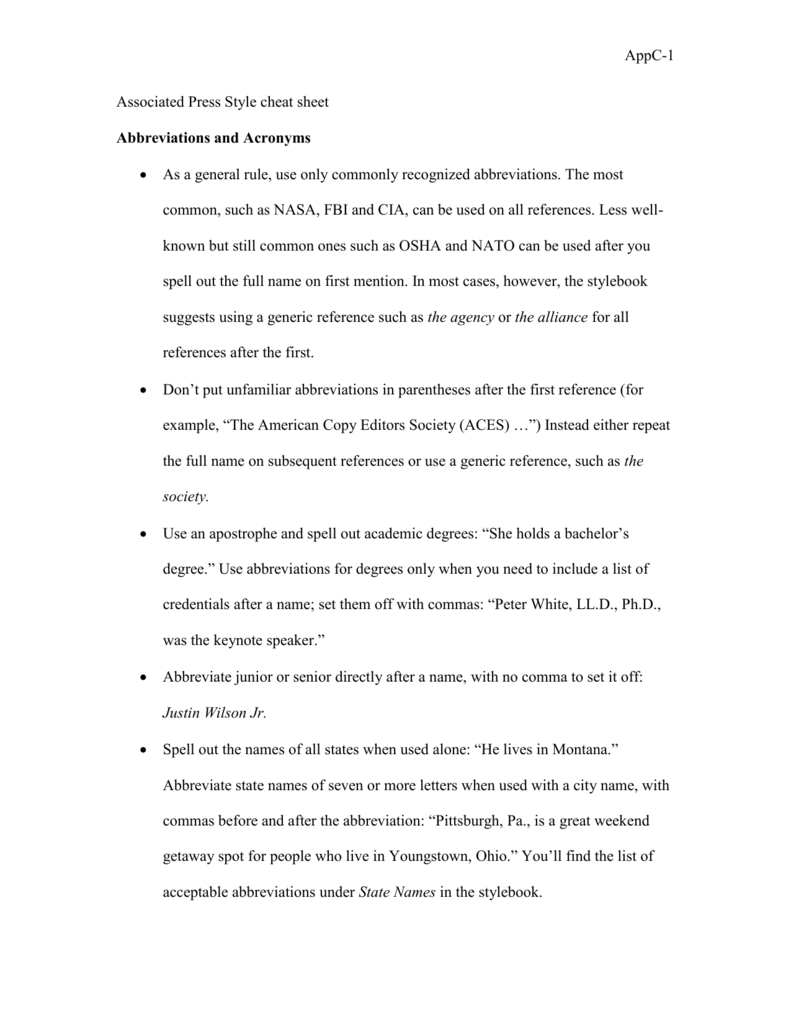 SOLUTION Ap Style Guide Cheat Sheet Studypool 48 OFF