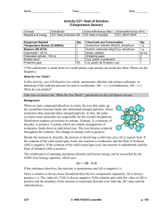 Lab Report - Activity C21: Heat of Solution