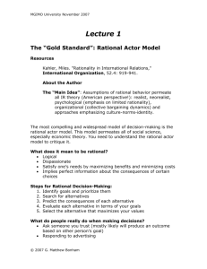 The “Gold Standard”: Rational Actor Model