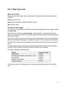 Water facts sheet - Assessment for Learning
