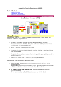 Java Interface to Databases (JDBC)