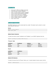 What is SQL - Faculty Personal Homepage