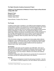 A Report on The Assessment of Reflective Practice
