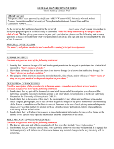 OWNER INFORMED CONSENT FORM - University of Pennsylvania