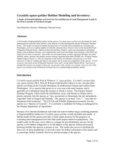 Corydalis aqua-gelidae Habitat Modeling and Inventory: A Study of