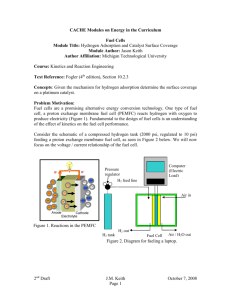 Module 18: Hydrogen Adsorption and Catalyst Surface Coverage