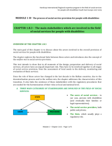 The main stakeholders involved in the provision of social services