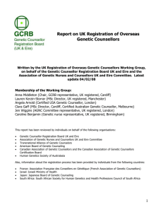 Report on UK Registration of Overseas Genetic Counsellors