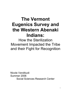 The Vermont Eugenics Survey and the Western Abenaki Indians
