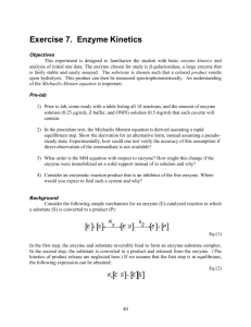 Exercise 7. Enzyme Kinetics