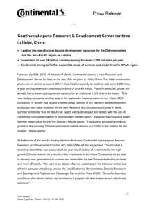 Press Release - 1 - Continental opens Research & Development