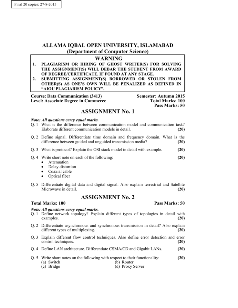 allama iqbal open university assignment form pdf