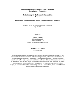 2011 July - Biotechnology Case Law Report