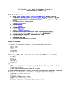 AP Chemistry study guide for Solutions (Chapter 11)
