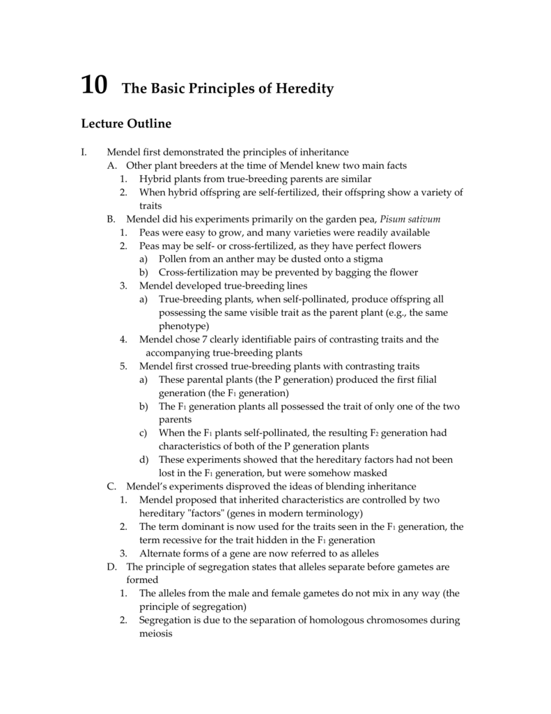 Chapter 10 The Basic Principles Of Heredity