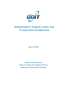 Quality Assurance IV&V Guidelines