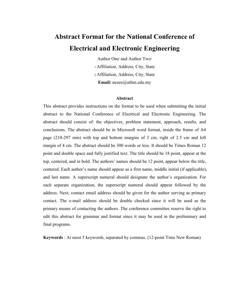 Abstract Format for the Asian Aerosol Conference